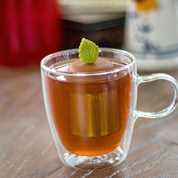 Herb Leaf | Floating Tea Infuser | Light Brown Base | Green