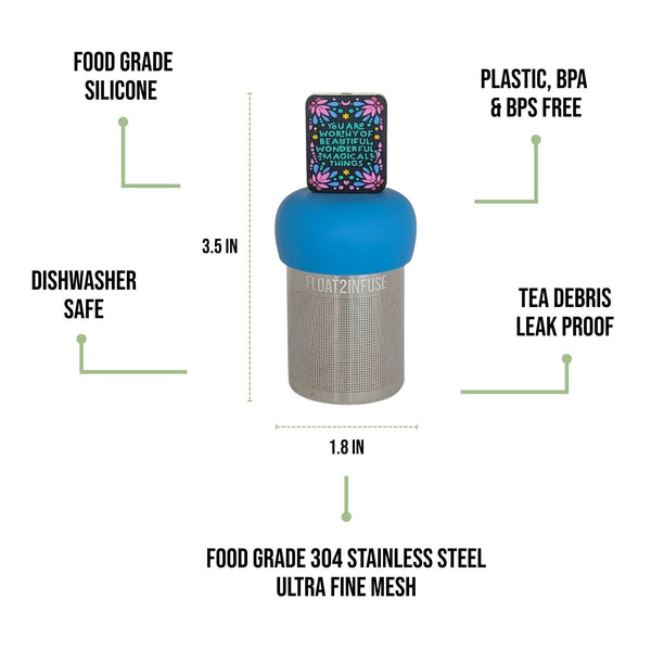 You Are Worthy | Floating Tea Infuser | Blue Base | Black