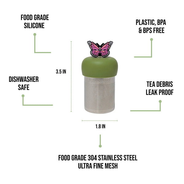 Pink Butterfly | Floating Tea Infuser | Green Base | Pink
