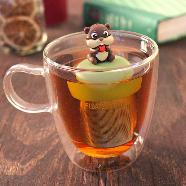 Heart Beaver| Floating Tea Infuser | Green Base | Dark Brown