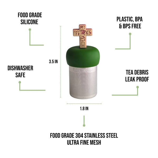Nativity Cross | Floating Tea Infuser | Green Base | Brown