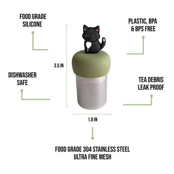 Anime Tuxedo Cat | Floating Tea Infuser | Green Base
