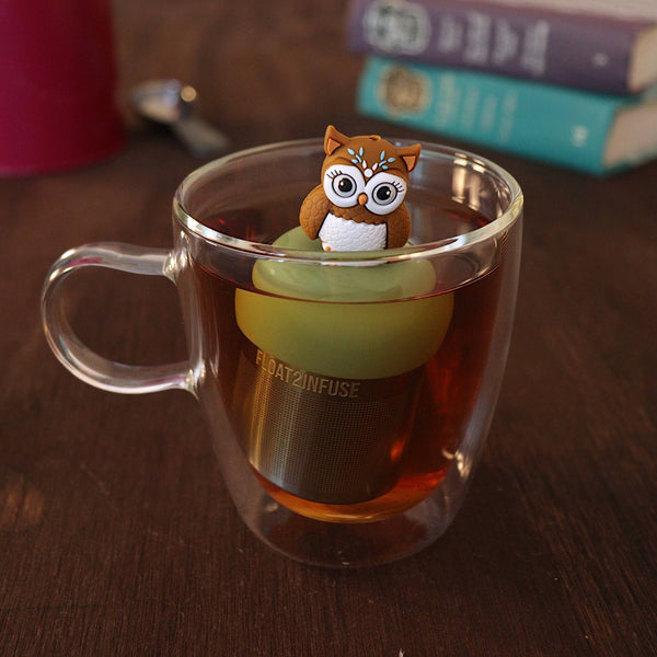 Boho Owl | Floating Tea Infuser | Green Base | Brown Owl