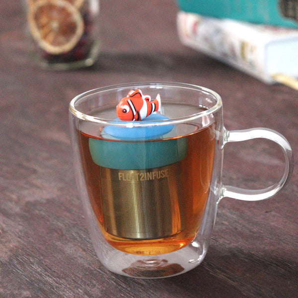 Clown Fish | Floating Tea Infuser | Blue Base | Orange