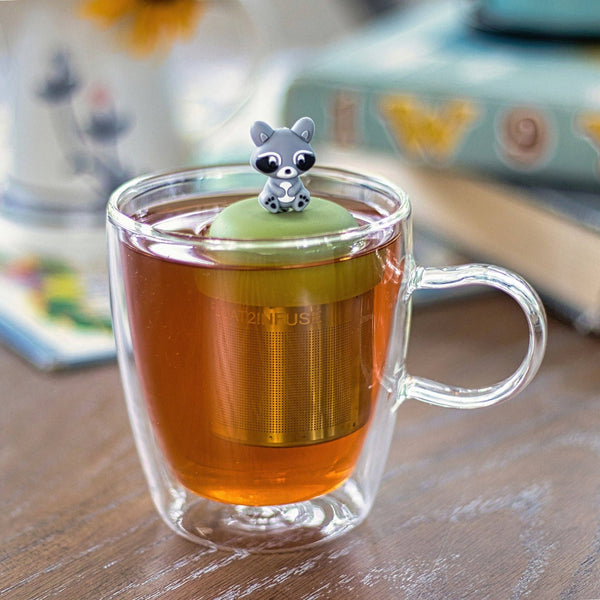 Racoon | Floating Tea Steeper | Green Base | Grey Racoon