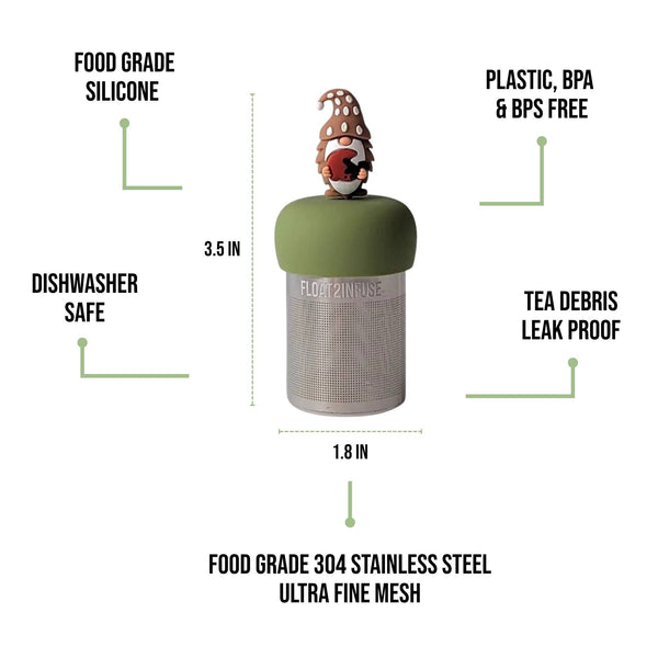 Football Gnome | Floating Tea Infuser | Green Base | Brown