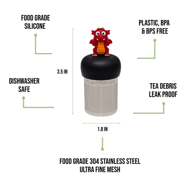 Red Dragon | Floating Tea Infuser | Black Base | Red Topper