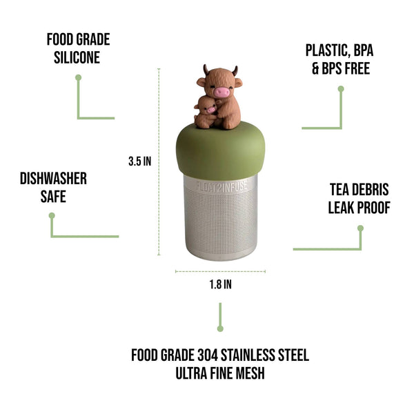 Mom & Baby Highland Cow | Floating Tea Infuser | Green Base
