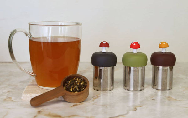 Mushroom | Floating Tea Steeper | Green Base | Red