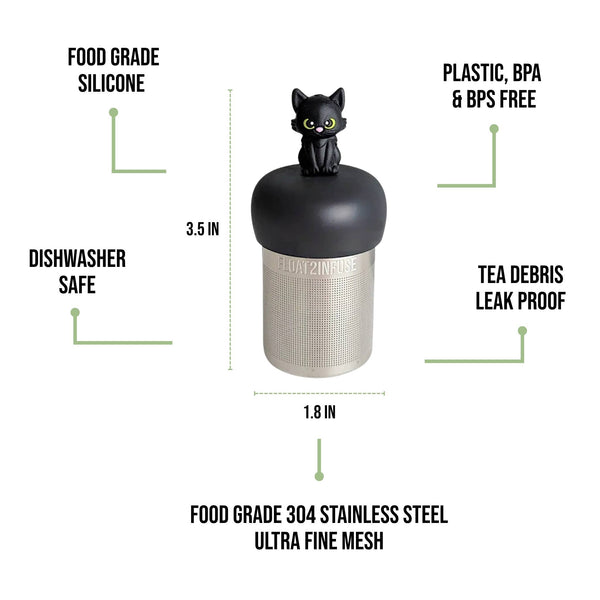 Black Cat | Floating Tea Infuser |Black Base | Black Cat