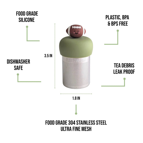 Happy Football | Floating Tea Infuser | Green Base | Brown