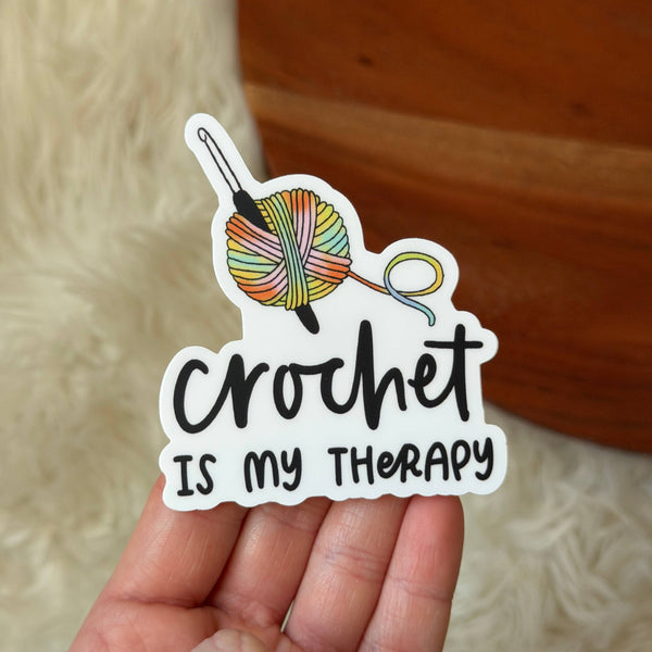 "Crochet is my therapy" Crochet Sticker