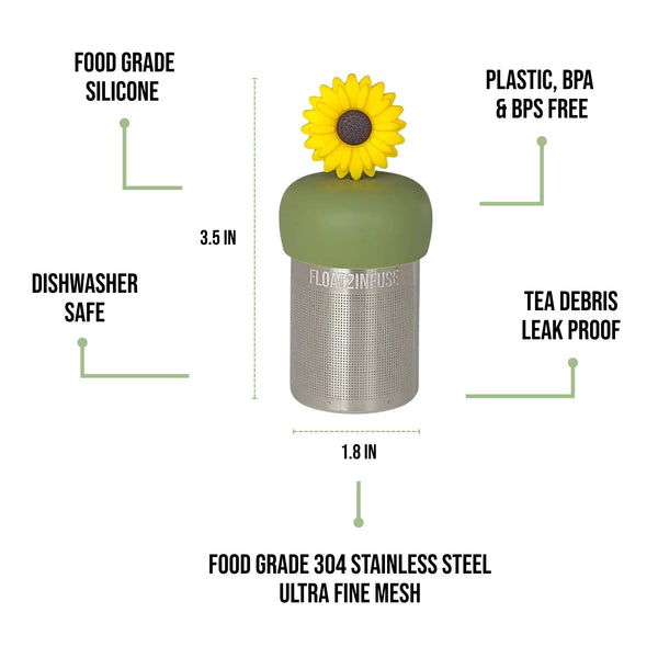 Giant Sunflower | Floating Tea Infuser | Green Base | Yellow