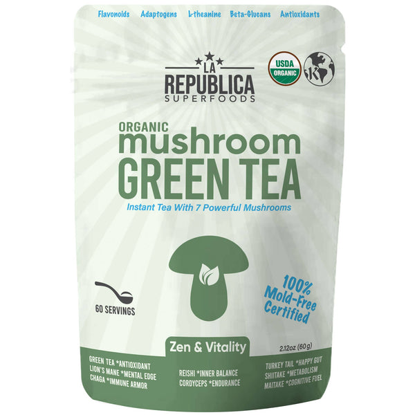 La Republica Organic Mushroom Green Tea [60 Servings]