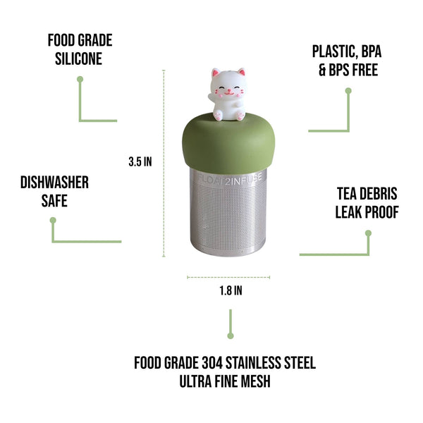 White Cat | Floating Tea Steeper | Green Base | White