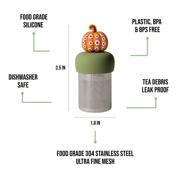 Daisy Pumpkin | Floating Tea Infuser | Green Base | Orange