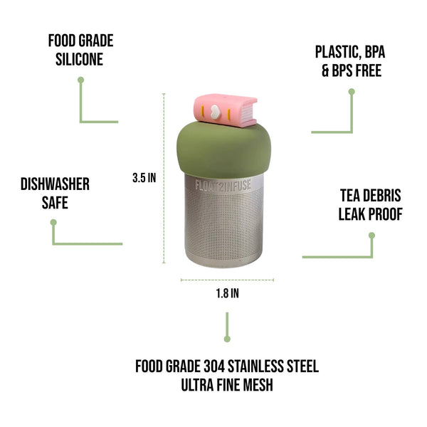 Light Pink Book | Floating Tea Infuser | Green Base | Pink