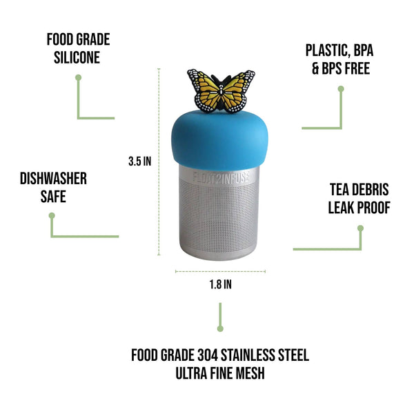 Yellow Butterfly | Floating Tea Infuser | Blue Base | Yellow
