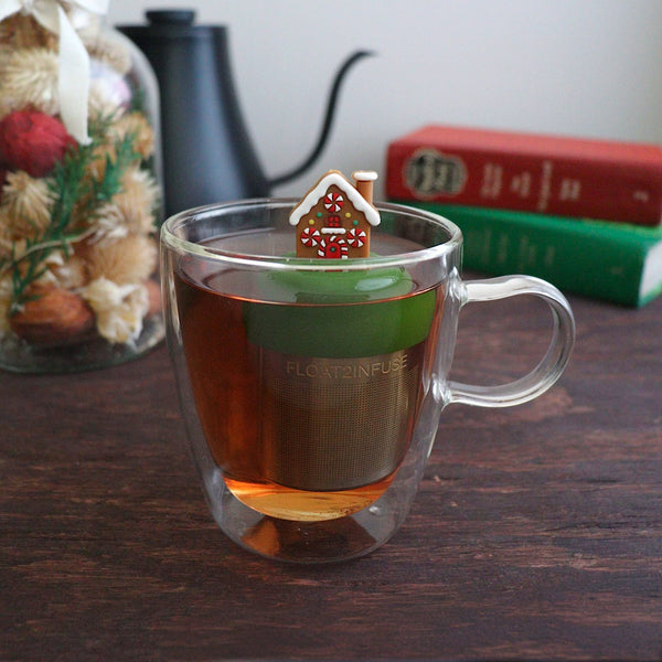 Gingerbread House | Floating Tea Infuser | Green Base |Brown