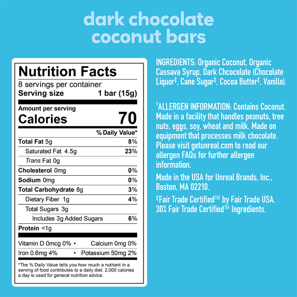 Dark Chocolate Coconut Bars - 6 Bag Case