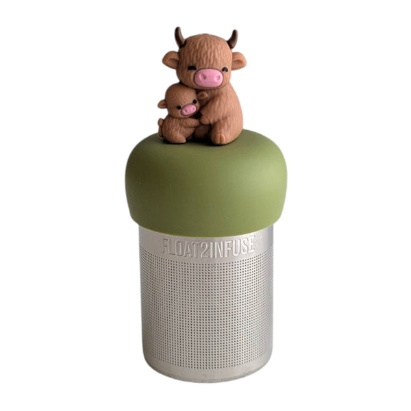 Mom & Baby Highland Cow | Floating Tea Infuser | Green Base