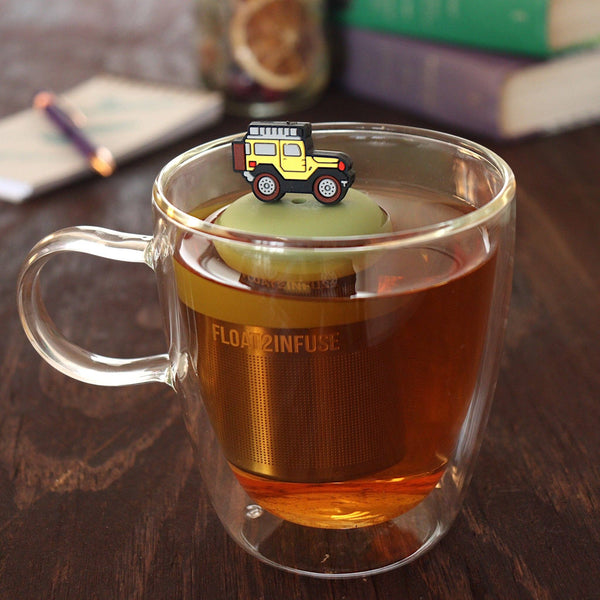 Jeep | Floating Tea Infuser | Green Base | Yellow Jeep