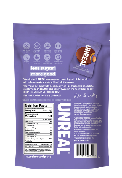 Dark Chocolate Almond Butter Cups - 6 Bag Case