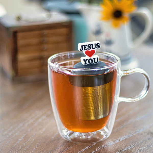 Jesus Loves You | Floating Tea Infuser | Black Base | White