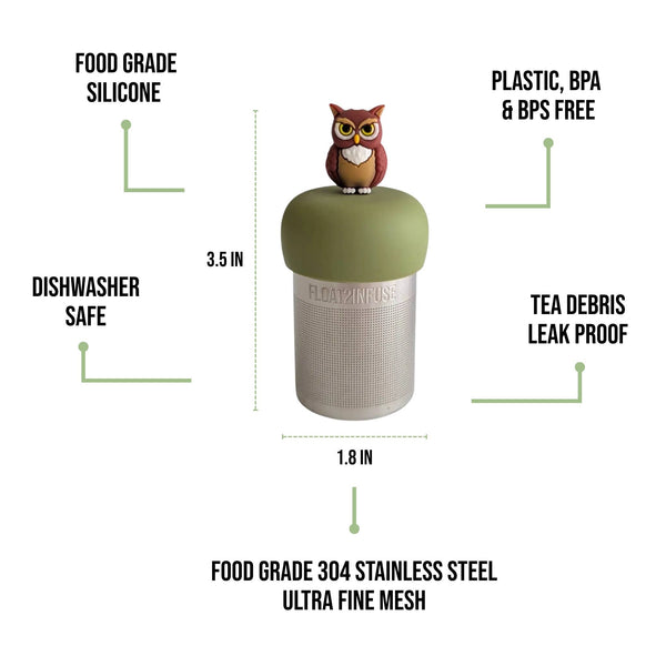 Owl | Floating Tea Infuser | Green Base | Brown Owl