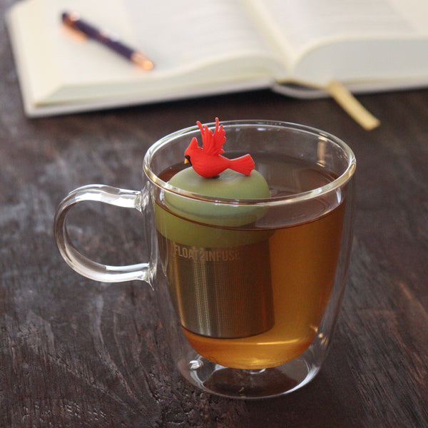 Red Cardinal | Floating Tea Infuser | Green Base | Red Bird