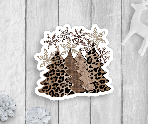 Leopard Print Trees Vinyl Sticker
