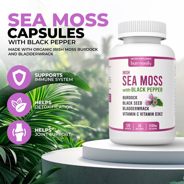 Sea Moss Black Seed Burdock Bladderwrack Vitamin D3 & K2