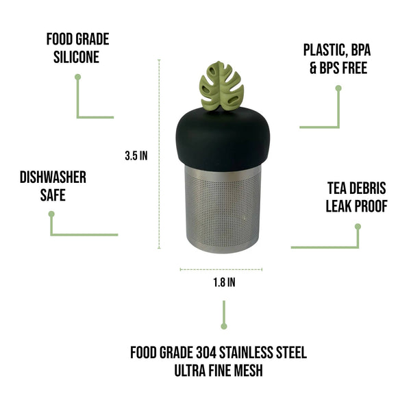 Monstera Leaf | Floating Tea Steeper | Grey Base | Green