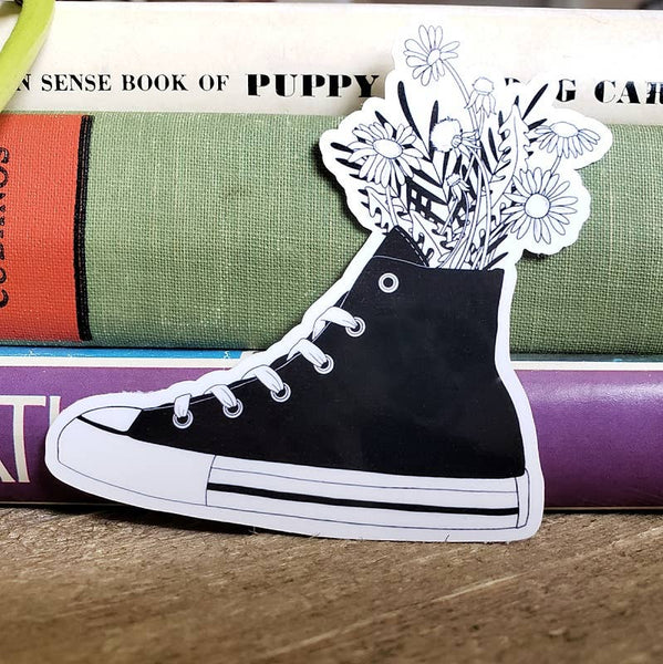 Old School Floral Sneaker, Vinyl Sticker
