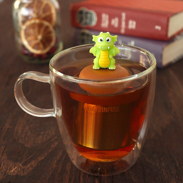 Bright Green Dragon| Floating Tea Infuser | Light Brown Base
