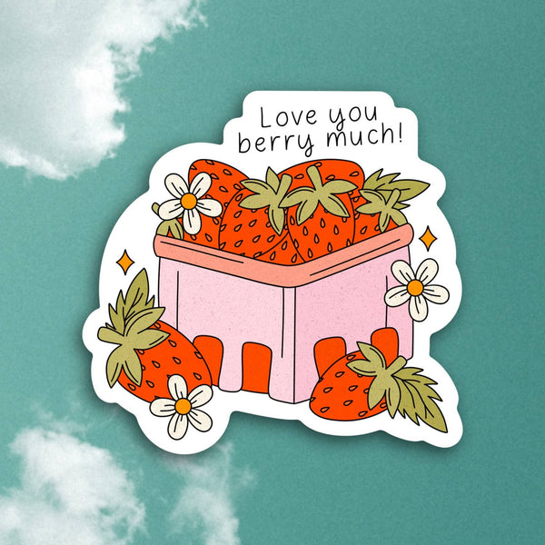 Love you berry much, strawberry sweetheart sticker