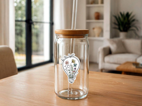 Be the Light | Christian Sticker | Lightbulb with Flowers