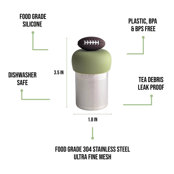 Football | Floating Tea Infuser | Green Base | Brown Ball