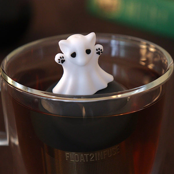 Ghost Cat | Floating Tea Infuser | Black Base | White Ghost