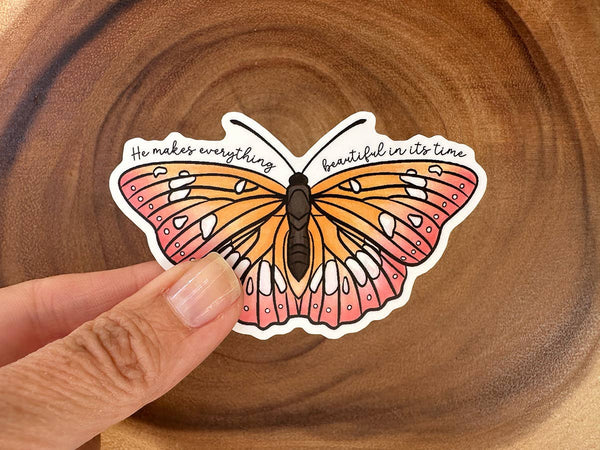 Butterfly Sticker | He Makes All Things Beautiful | Faith