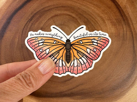 Butterfly Sticker | He Makes All Things Beautiful | Faith