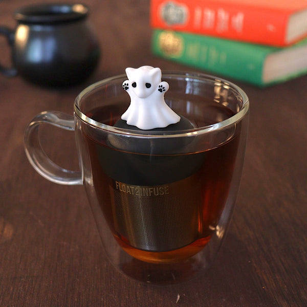 Ghost Cat | Floating Tea Infuser | Black Base | White Ghost