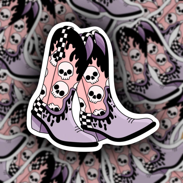 Grunge Emo Western Boots Sticker 