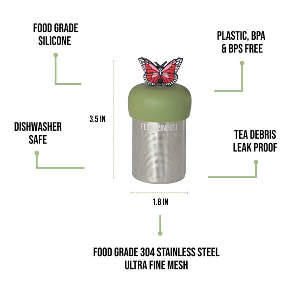 Red Butterfly | Floating Tea Infuser | Green Base | Red