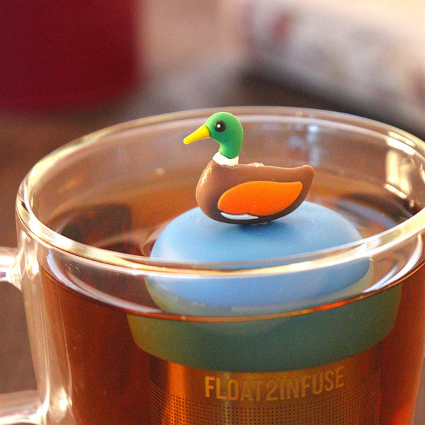Mallard Duck | Floating Tea Infuser | Blue Base | Brown