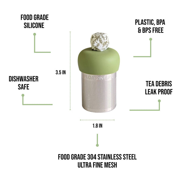 Hexagon | Floating Tea Infuser | Green Base | Herb Pattern