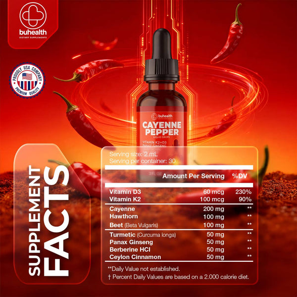 Cayenne Pepper Liquid Drops 2 fl oz (60mL)
