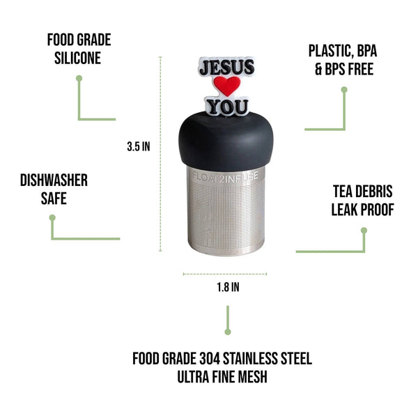 Jesus Loves You | Floating Tea Infuser | Black Base | White