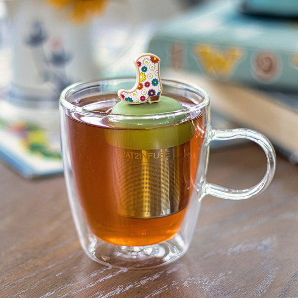 Floral Cowboy Boot | Floating Tea Infuser | Green Base