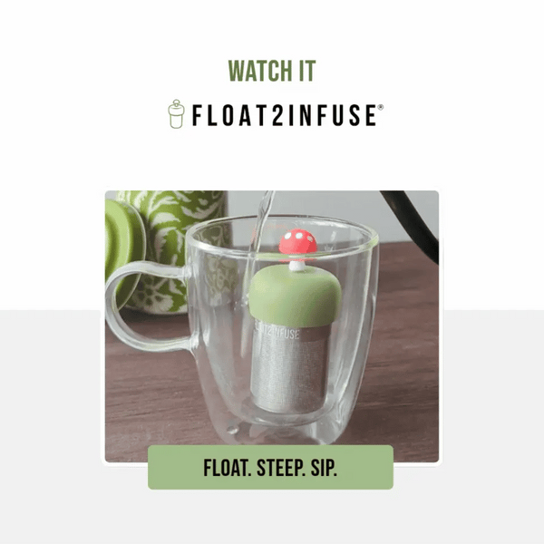 Pink Heart Mug | Floating Tea Infuser | Green Base | Pink